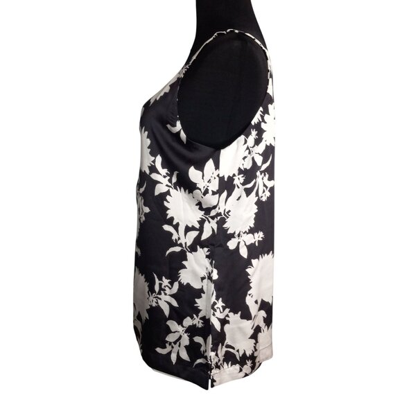 WHBM S Tank Top Reversible Sleeveless Floral Striped Print Black White V Neck - Picture 5 of 12